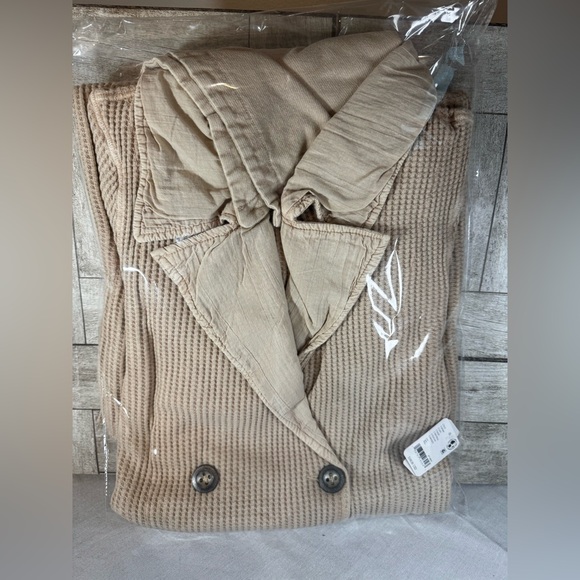 FP One Landon Jacket Neutral Sand Waffle Knit Size XL NWT ☀️🍂🥶🌼 - Picture 4 of 6